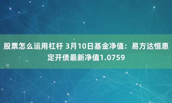 股票怎么运用杠杆 3月10日基金净值：易方达恒惠定开债最新净值1.0759